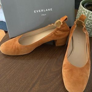 Everlane Day Heel in Cognac Suede